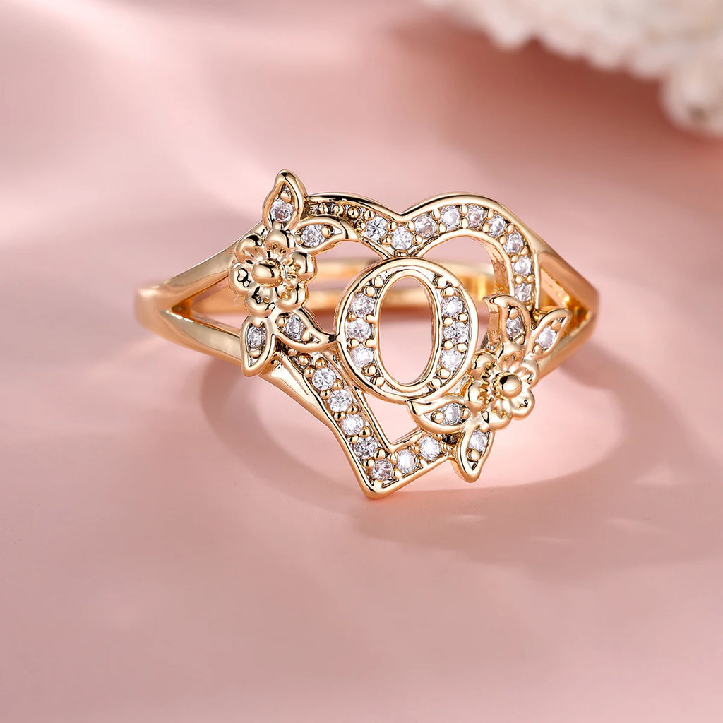 Fleurette Initial Heart Ring
