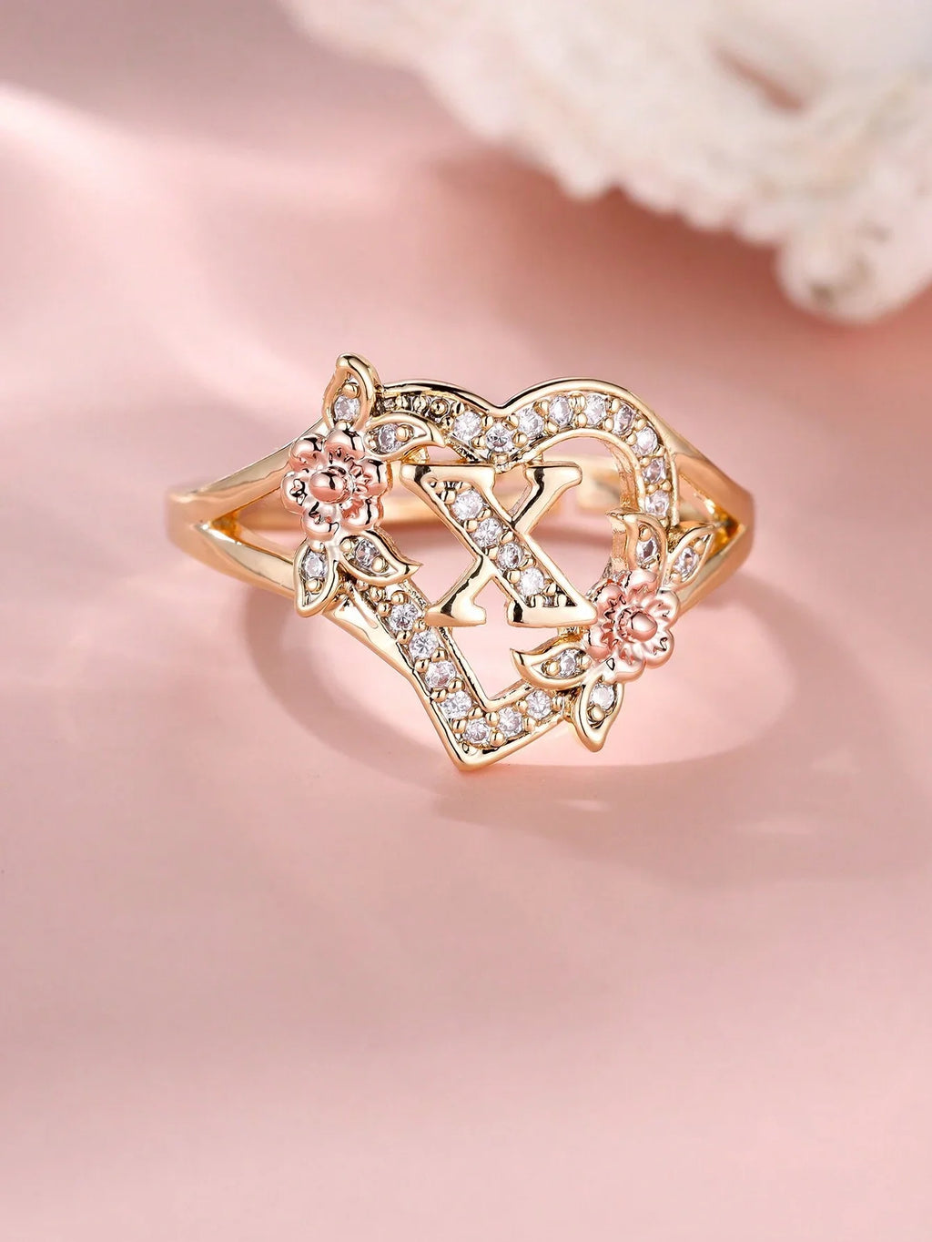 Fleurette Initial Heart Ring